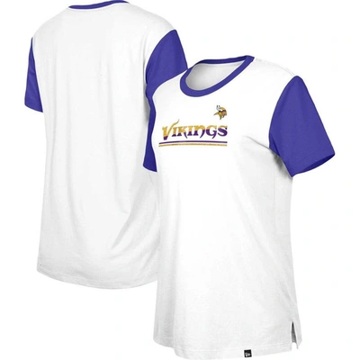 Shop New Era White/purple Minnesota Vikings Third Down Colorblock T-shirt