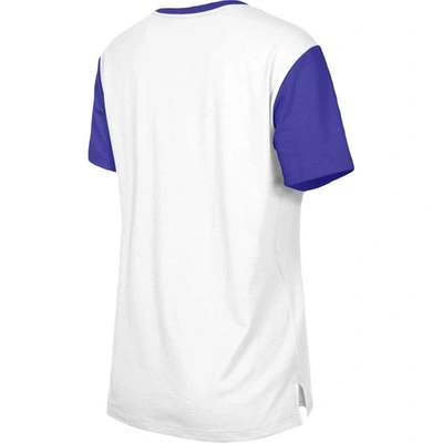 Shop New Era White/purple Minnesota Vikings Third Down Colorblock T-shirt
