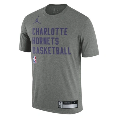 Shop Jordan Brand Heather Gray Charlotte Hornets 2023/24 Sideline Legend Performance Practice T-shirt