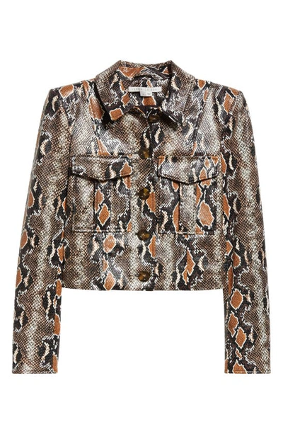 Shop Veronica Beard Fulham Faux Snakeskin Jacket In Khaki Multi