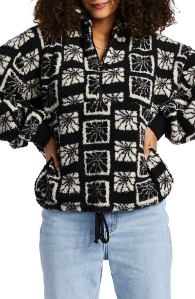 Shop Billabong Time Off Fleece Half Zip Pullover In Black Pebble