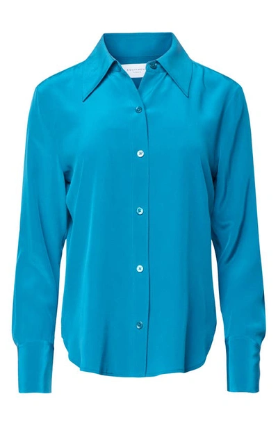 Shop Equipment Leona Silk Button-up Shirt In Deep Lagoon