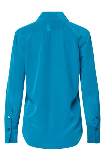 Shop Equipment Leona Silk Button-up Shirt In Deep Lagoon