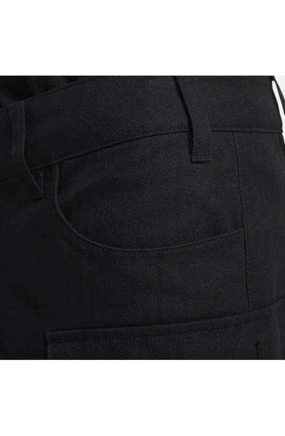 Shop Nike Life Herringbone Cargo Pants In Black/ Black