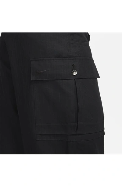 Shop Nike Life Herringbone Cargo Pants In Black/ Black