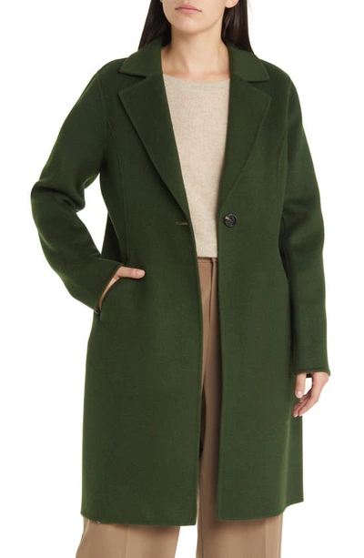 Shop Michael Michael Kors Notched Collar Longline Wool Blend Coat In Jade