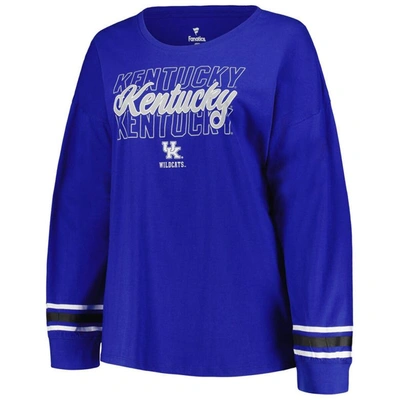 Shop Profile Royal Kentucky Wildcats Plus Size Triple Script Scoop Neck Long Sleeve T-shirt