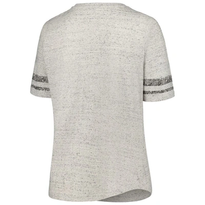 Shop Profile Heather Gray Michigan State Spartans Plus Size Striped Lace-up V-neck T-shirt