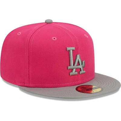 Shop New Era Pink Los Angeles Dodgers Two-tone Color Pack 59fifty Fitted Hat
