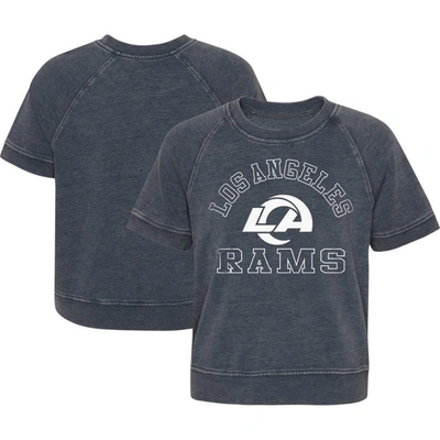 Shop Outerstuff Girls Juniors Heather Charcoal Los Angeles Rams Cheer Squad Raglan T-shirt
