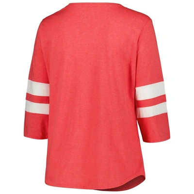 Shop Profile Heather Scarlet Ohio State Buckeyes Plus Size Mascot Sign 3/4-sleeve T-shirt
