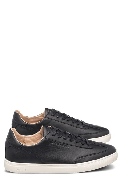 Clae Black Milled Leather Trainers In Black Milled Leather