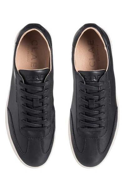 Clae Black Milled Leather Trainers In Black Milled Leather