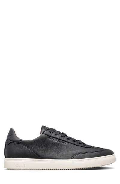Clae Black Milled Leather Trainers In Black Milled Leather