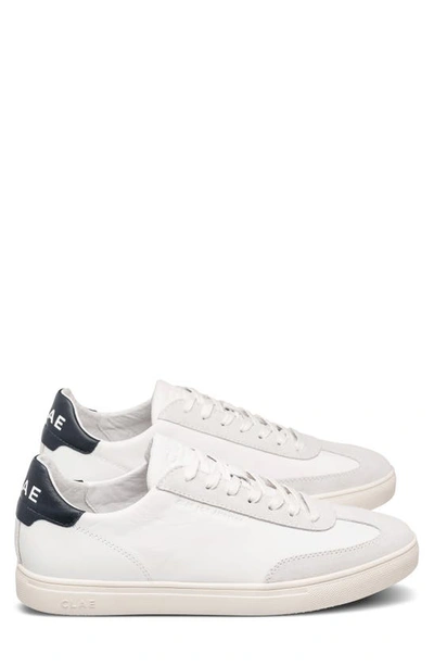 Clae Deane Sneaker In White Leather Navy