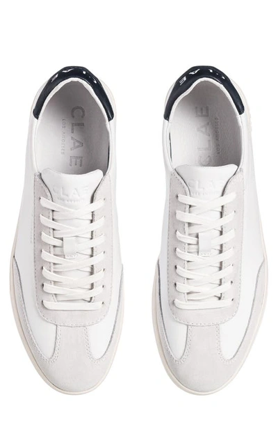 Clae Deane Sneaker In White Leather Navy