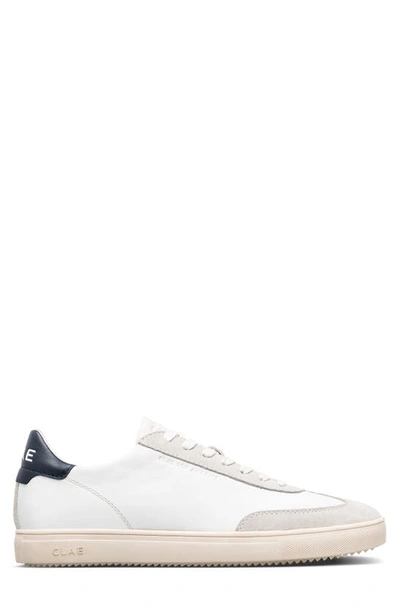 Clae Deane Sneaker In White Leather Navy