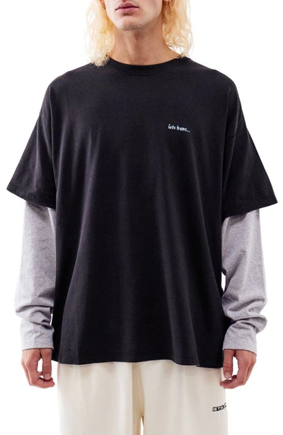 Shop Iets Frans Double Layer Long Sleeve T-shirt In Charcoal