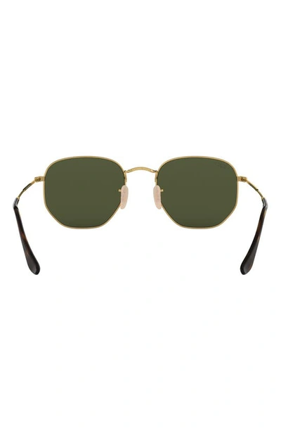 Shop Ray Ban 51mm Polarized Geometric Sunglasses In Gold/ Green Polar