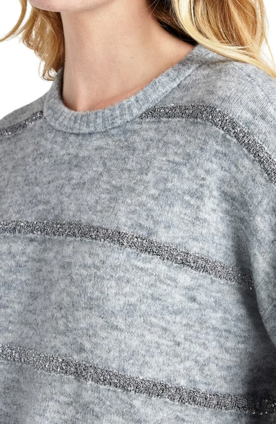Shop Splendid Rae Sequin Stripe Sweater In Heather Grey