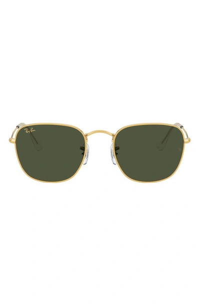 Ray Ban 51mm Square Sunglasses In Gold/ Green Solid