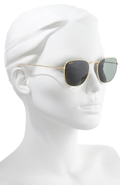 Ray Ban 51mm Square Sunglasses In Gold/ Green Solid