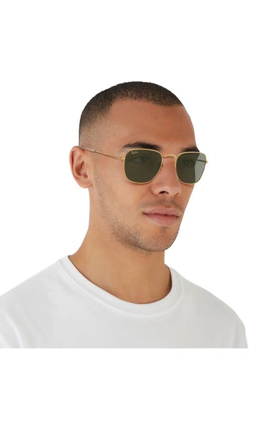 Ray Ban 51mm Square Sunglasses In Gold/ Green Solid