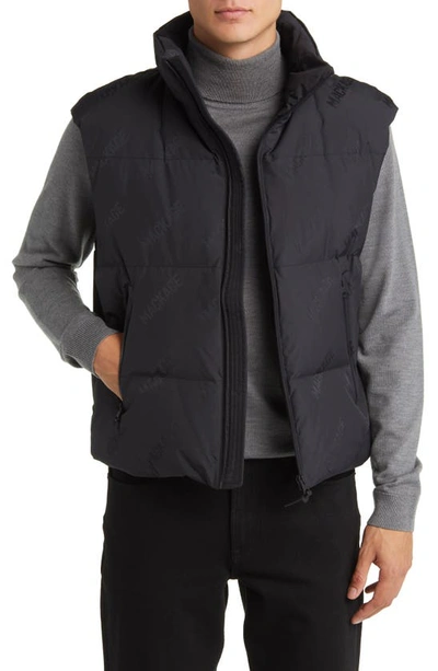 Shop Mackage Larry City Mg Logo Jacquard Oversize Water Resistant Down Quilted Vest In Black