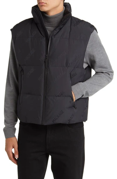 Shop Mackage Larry City Mg Logo Jacquard Oversize Water Resistant Down Quilted Vest In Black