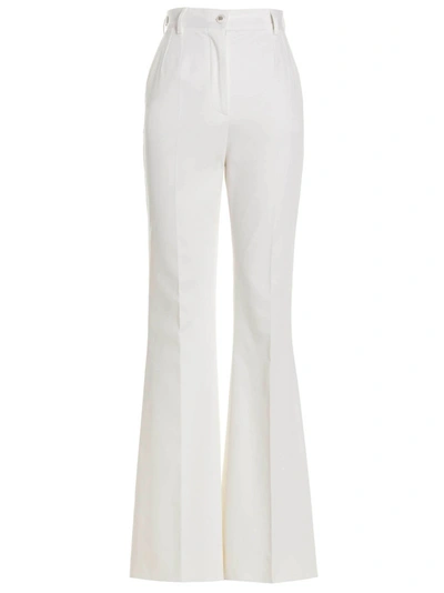 Shop Dolce & Gabbana Flare Drill Pants White
