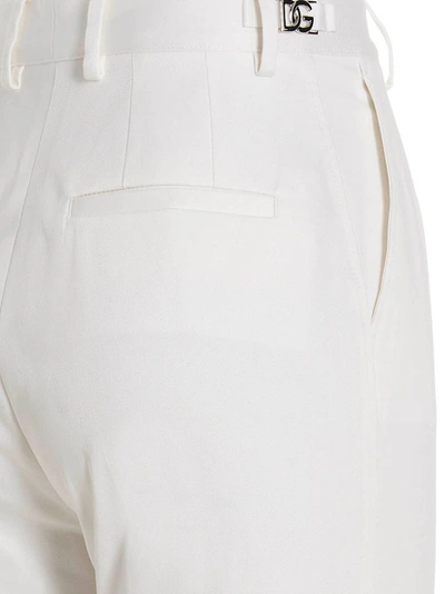 Shop Dolce & Gabbana Flare Drill Pants White