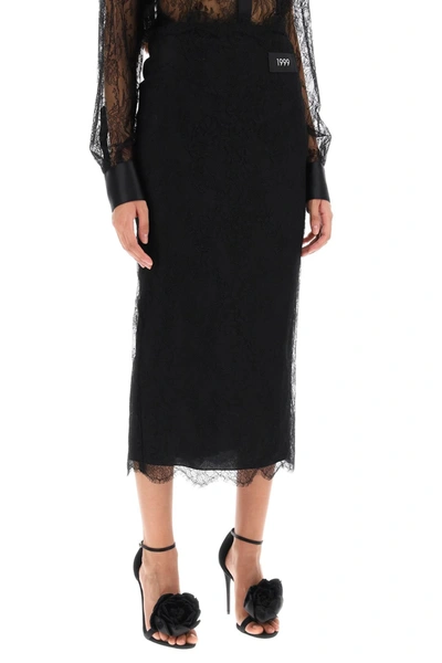 Shop Dolce & Gabbana Chantilly Lace Midi Skirt