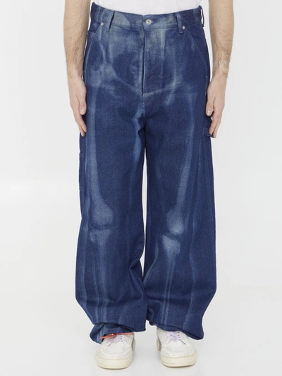 Shop Off-white Body Scan Oversized Jeans In Blue