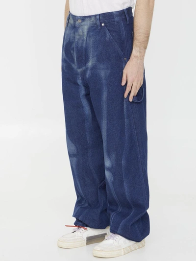 Shop Off-white Body Scan Oversized Jeans In Blue