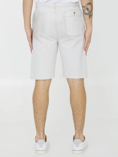 Shop Maison Margiela Cotton Denim Shorts In White