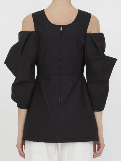 Shop Jil Sander Cut-out Cotton Top In Black