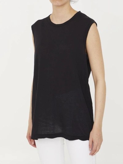 Shop James Perse Cotton Sleeveless T-shirt In Black