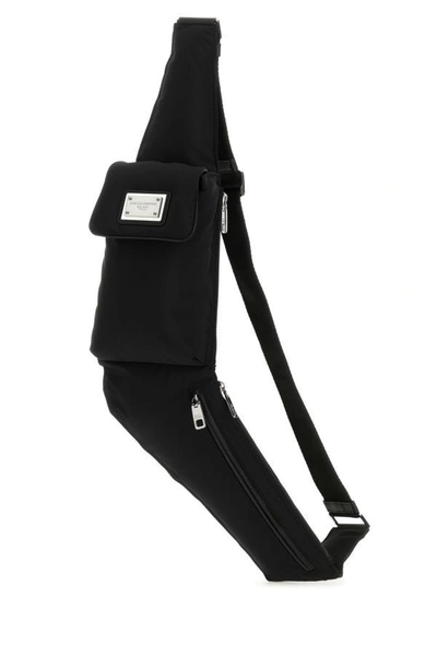 Shop Dolce & Gabbana Man Black Nylon Belt Bag