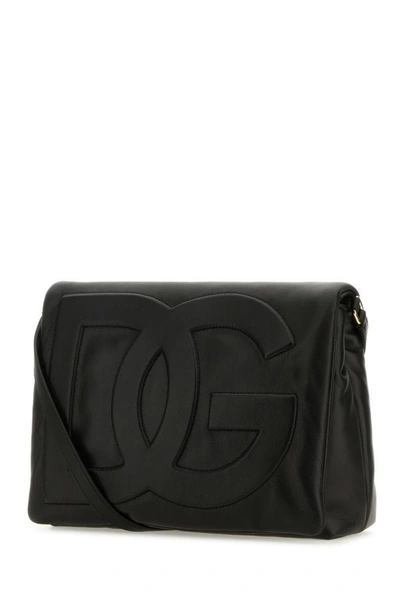 Shop Dolce & Gabbana Woman Black Nappa Leather Dg Logo Bag Soft Clutch