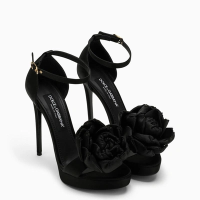 Shop Dolce & Gabbana Dolce&gabbana Black High Sandal With Rose Women