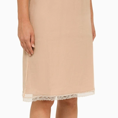Shop Gucci Nude Acetate Skirt With Lace Women In Cream
