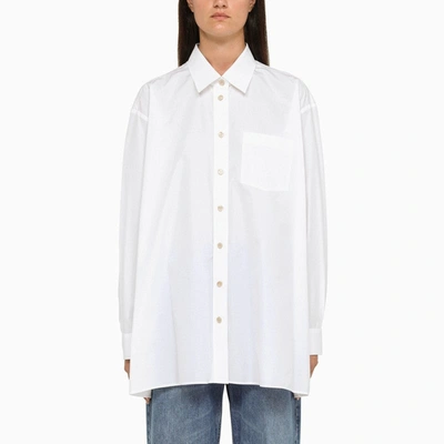 Shop Gucci White Poplin Oversize Shirt Women