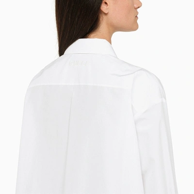 Shop Gucci White Poplin Oversize Shirt Women