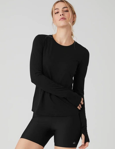 Shop Alo Yoga Alosoft Finesse Long Sleeve In Black
