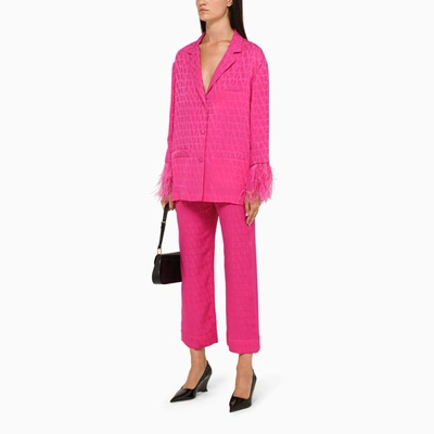 Shop Valentino Pink Pp Silk Trousers Women
