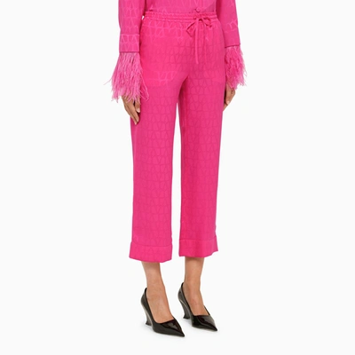 Shop Valentino Pink Pp Silk Trousers Women