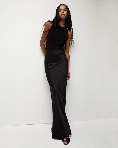 Shop Veronica Beard Medina Stretch-silk Charmeuse Skirt In Black