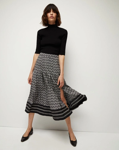 Shop Veronica Beard Norris V-logo Skirt In Black/off-white