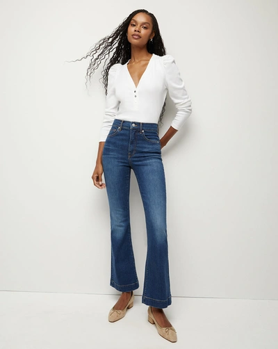 Shop Veronica Beard Carson Kick-flare Jean Extended In Bright Blue