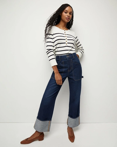Shop Veronica Beard Dylan Straight-leg Jean In Dusted Oxford